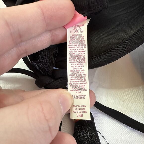 Victorias Secret Padded Bikini Top Black with Embroidered Detail Size 34B - Picture 6 of 7